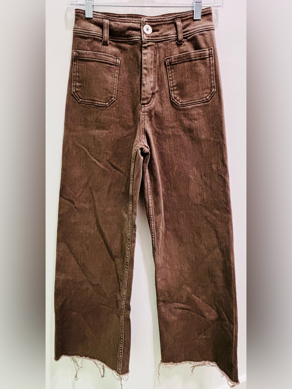 Wide Leg Pants in Brown - Women's High Rise